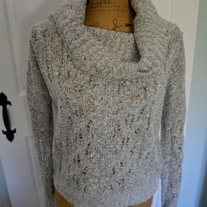 Cowl Neck Open Knit Cable Sweater